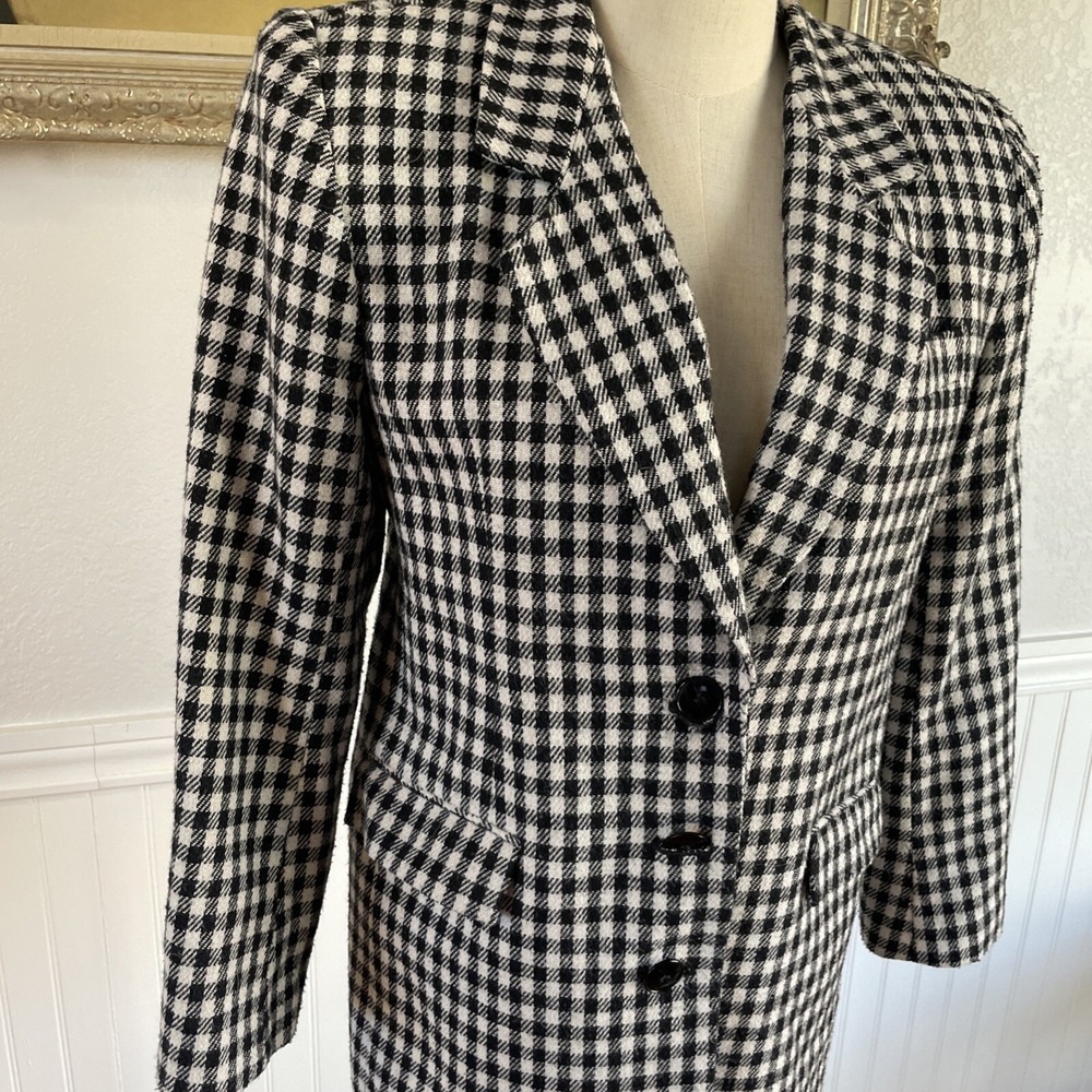 Vintage Y2K Sweet‎ Suit Houndstooth Blazer Long Sz 6 Preppy Oversized Workwear - Picture 2 of 10